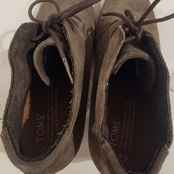 Toms Women's Size 9.5 Lunata Stacked Heel Burnished Suede Lace Up Ankle Boots - Picture 11 of 14